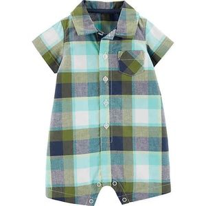 CARTER'S Plaid Button Down Romper